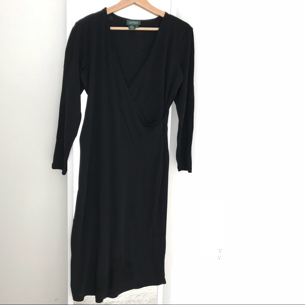 Lauren Ralph Lauren Long Sleeve Midi Black Dress